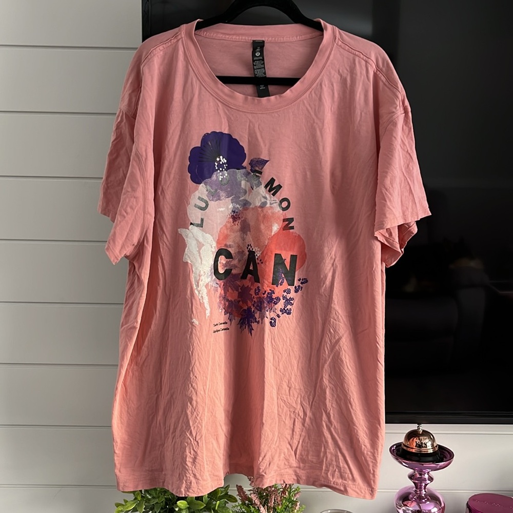 Lululemon All Yours Crew Neck Pink Team Canada Tee Size 20